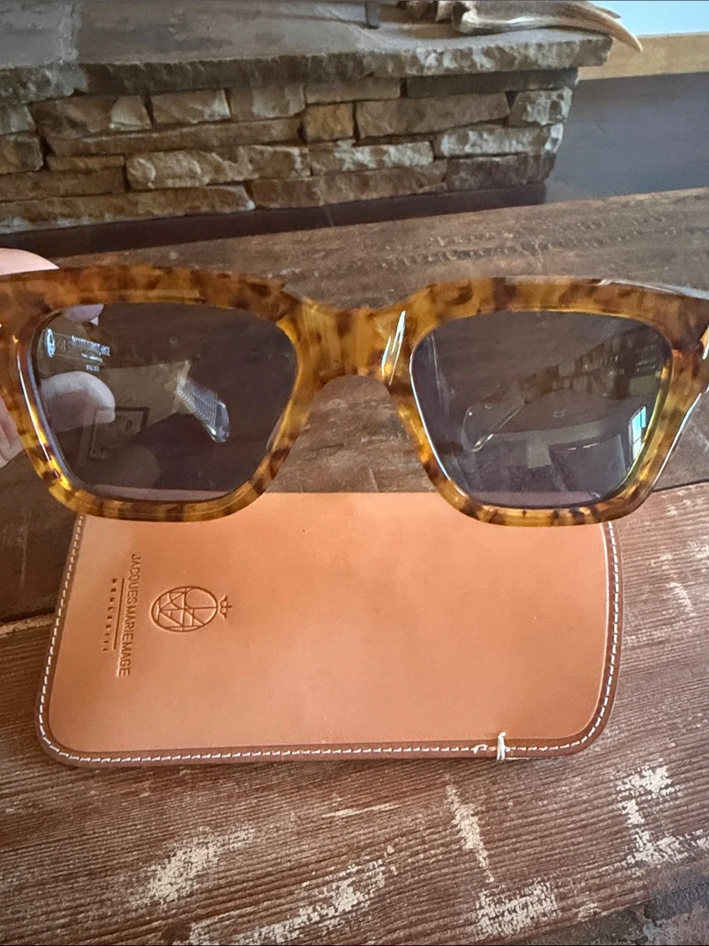 Jacques Marie Mage Tortoiseshell Square Frame Men's Sunglasses -